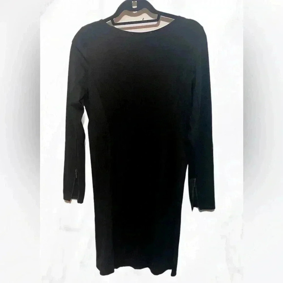 Philosophy black straight fit crew  neck zippered long sleeve dress S - Picture 2 of 4